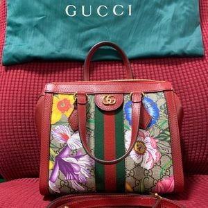 Authentic gucci ophidia floral collection tote with strap